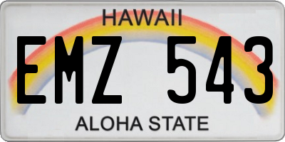 HI license plate EMZ543
