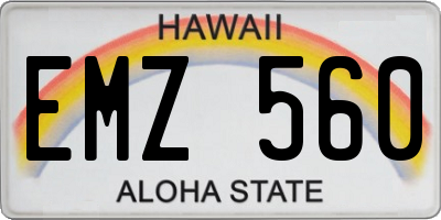 HI license plate EMZ560