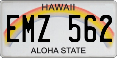 HI license plate EMZ562