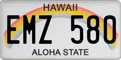 HI license plate EMZ580