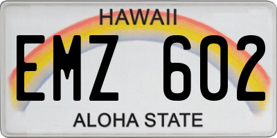 HI license plate EMZ602