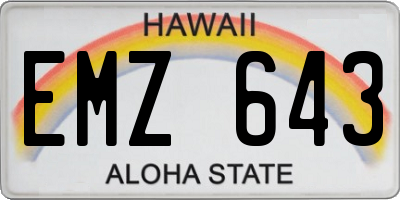 HI license plate EMZ643