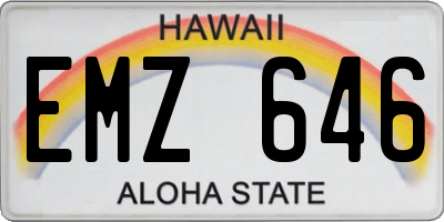 HI license plate EMZ646
