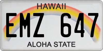HI license plate EMZ647