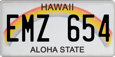 HI license plate EMZ654