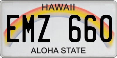 HI license plate EMZ660