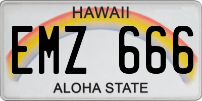 HI license plate EMZ666