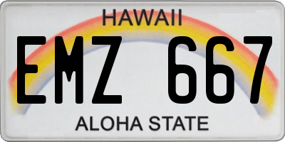 HI license plate EMZ667