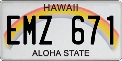 HI license plate EMZ671