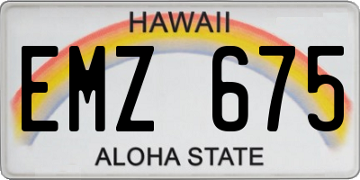 HI license plate EMZ675