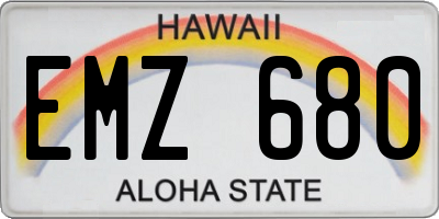 HI license plate EMZ680