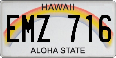 HI license plate EMZ716