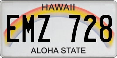 HI license plate EMZ728
