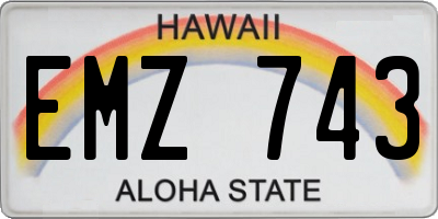 HI license plate EMZ743
