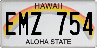 HI license plate EMZ754