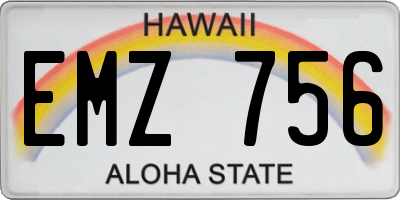 HI license plate EMZ756
