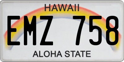 HI license plate EMZ758