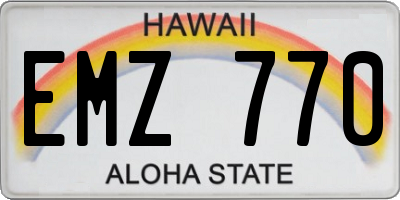 HI license plate EMZ770