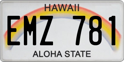 HI license plate EMZ781