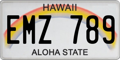 HI license plate EMZ789
