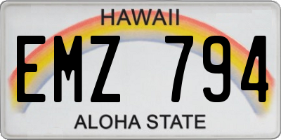 HI license plate EMZ794
