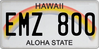HI license plate EMZ800