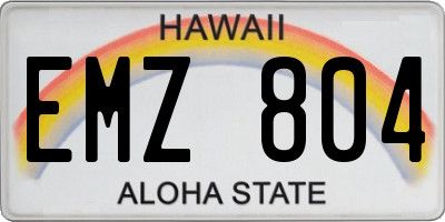 HI license plate EMZ804