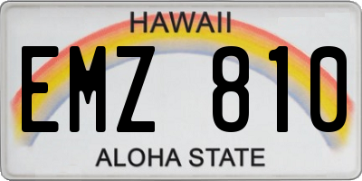 HI license plate EMZ810