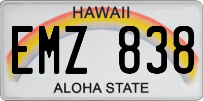 HI license plate EMZ838