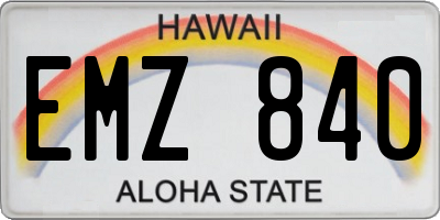 HI license plate EMZ840