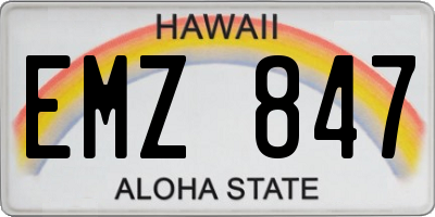 HI license plate EMZ847