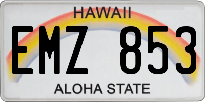 HI license plate EMZ853