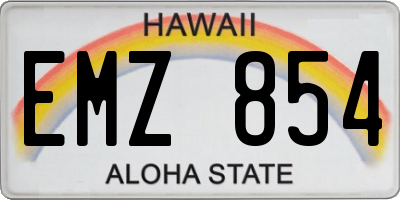 HI license plate EMZ854