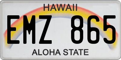 HI license plate EMZ865