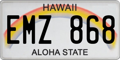 HI license plate EMZ868