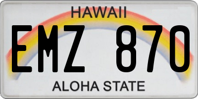 HI license plate EMZ870