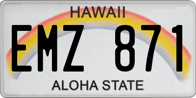 HI license plate EMZ871