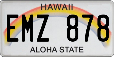 HI license plate EMZ878