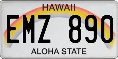 HI license plate EMZ890
