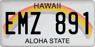 HI license plate EMZ891