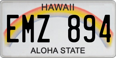 HI license plate EMZ894