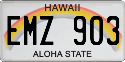 HI license plate EMZ903