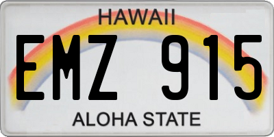 HI license plate EMZ915