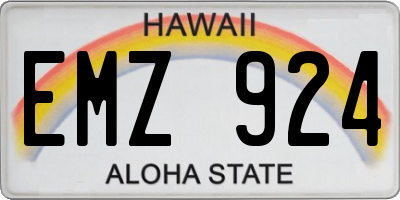 HI license plate EMZ924