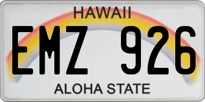 HI license plate EMZ926