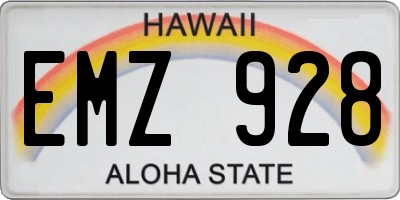 HI license plate EMZ928