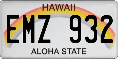HI license plate EMZ932