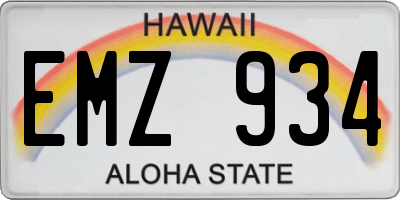 HI license plate EMZ934