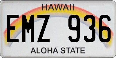 HI license plate EMZ936