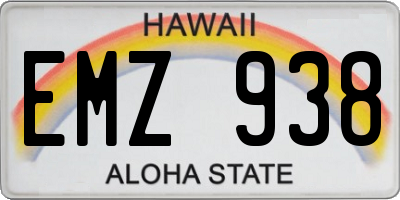 HI license plate EMZ938